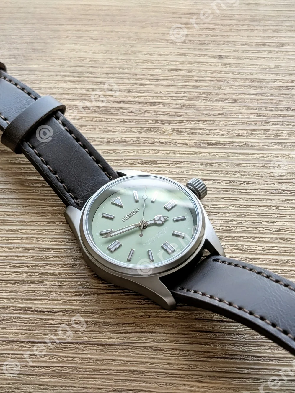36mm Titanium Slim Seiko Field Mod Watch Light Green Sapphire Smooth Sweep Sec